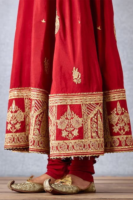 Shop Torani Red , Cotton, Organza, Net Embroidery, Sindoori Ahana Anarkali Set Online at Aza Fashions Shop_Torani_Red , Cotton, Organza, Net Embroidery, Sindoori Ahana Anarkali Set _Online_at_Aza_Fashions