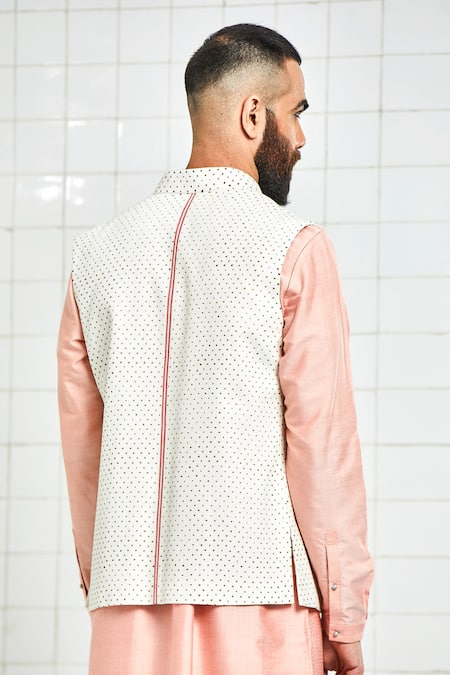 Shop Rajesh Pratap Singh White Viscose Textured Nehru Jacket at Aza Fashions Shop_Rajesh Pratap Singh_White Viscose Textured Nehru Jacket _at_Aza_Fashions