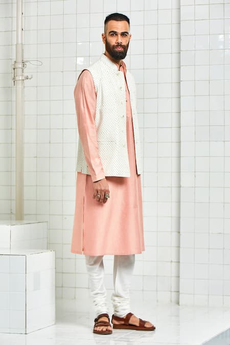 Buy Rajesh Pratap Singh White Viscose Textured Nehru Jacket Online at Aza Fashions Buy_Rajesh Pratap Singh_White Viscose Textured Nehru Jacket _Online_at_Aza_Fashions