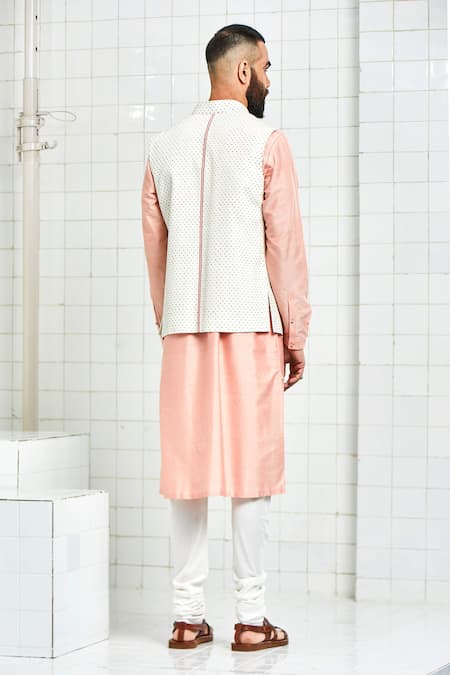 Shop Rajesh Pratap Singh White Viscose Textured Nehru Jacket Online at Aza Fashions Shop_Rajesh Pratap Singh_White Viscose Textured Nehru Jacket _Online_at_Aza_Fashions