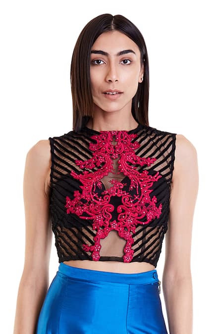 Siddartha Tytler Embroidered Crop Top 