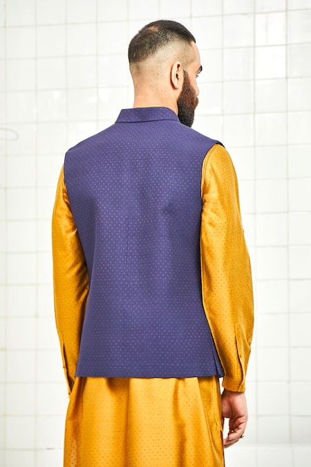 Shop Rajesh Pratap Singh Blue Viscose Quilted Nehru Jacket at Aza Fashions Shop_Rajesh Pratap Singh_Blue Viscose Quilted Nehru Jacket _at_Aza_Fashions