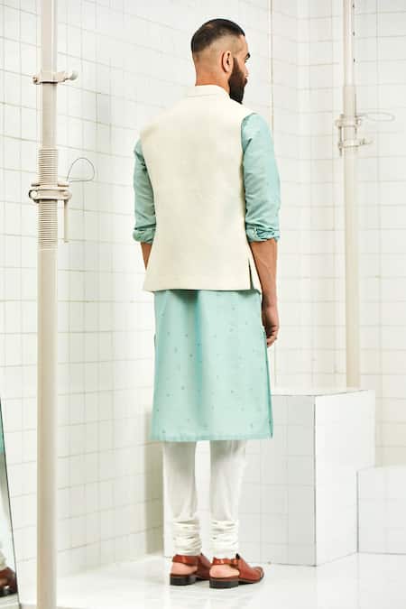 Shop Rajesh Pratap Singh White Viscose Quilted Nehru Jacket at Aza Fashions Shop_Rajesh Pratap Singh_White Viscose Quilted Nehru Jacket _at_Aza_Fashions