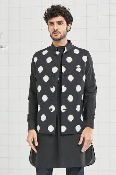 Rajesh Pratap Singh Black Cotton Beawar Handwoven Ikat Bundi