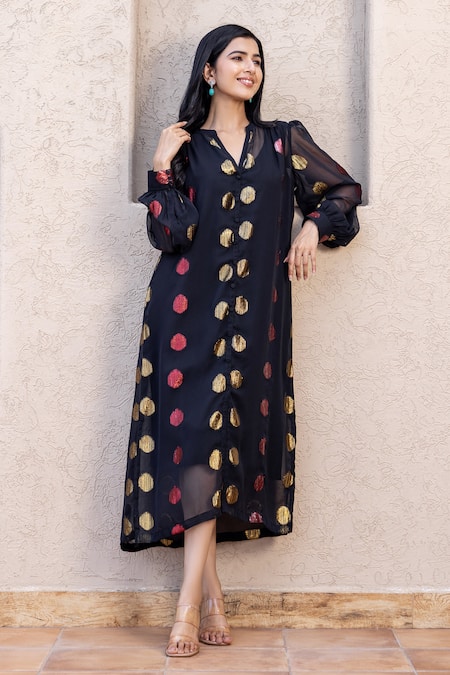 Inara Jaipur Polka Dot Midi Dress 