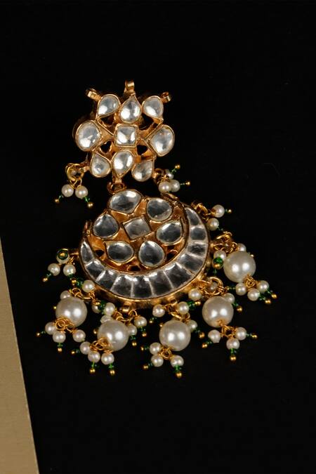 Shop_Namasya_Gold Plated Pearls, Beads, Diamonds Kundan Pendant Choker Set _Online_at_Aza_Fashions