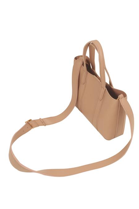 The House Of Ganges Beige Vegan Leather Small Tote With Sling Online at Aza Fashions The House Of Ganges_Beige Vegan Leather Small Tote With Sling_Online_at_Aza_Fashions
