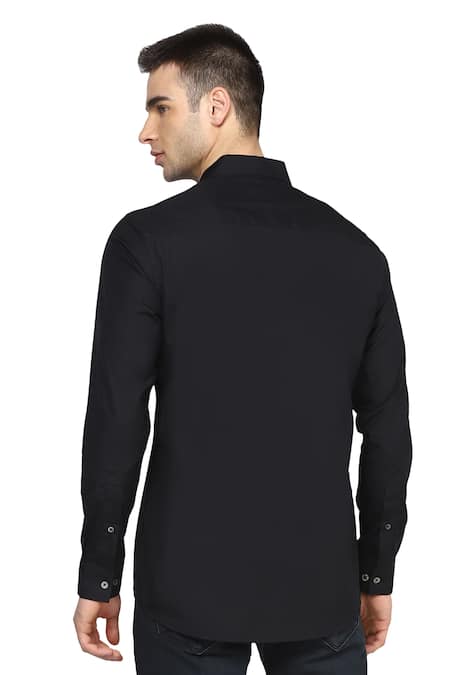 Shop Noonoo Black Giza Cotton Slim-fit Shirt at Aza Fashions Shop_Noonoo_Black Giza Cotton Slim-fit Shirt _at_Aza_Fashions