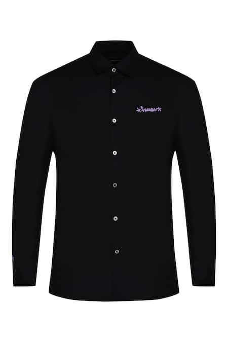 Shop Noonoo Black Giza Cotton Slim-fit Shirt Online at Aza Fashions Shop_Noonoo_Black Giza Cotton Slim-fit Shirt _Online_at_Aza_Fashions