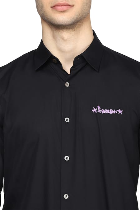 Noonoo Black Giza Cotton Slim-fit Shirt at Aza Fashions Noonoo_Black Giza Cotton Slim-fit Shirt _at_Aza_Fashions