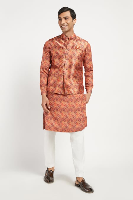 Rabani & Rakha Printed Bundi Kurta Set 