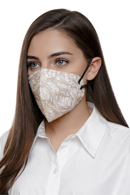 Limerick by Abirr N' Nanki Metallic Embroidered Mask Single Pc 