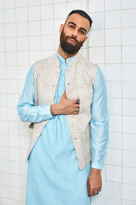 Rajesh Pratap Singh Linen Printed Nehru Jacket 