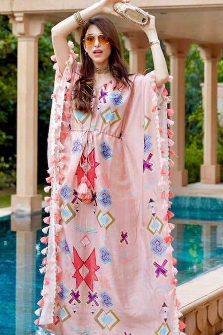 PS Pret by Payal Singhal Ikat Star Print Silkmul Kaftan 