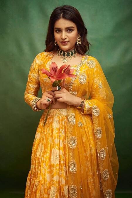 Buy_Paulmi And Harsh_Orange Lehenga And Blouse Organza Dupatta Net Sweetheart Neck Bridal Set_Online_at_Aza_Fashions