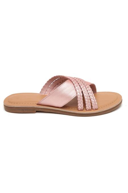 Tissr_Pink Braided Textured Strap Sandals_Online_at_Aza_Fashions