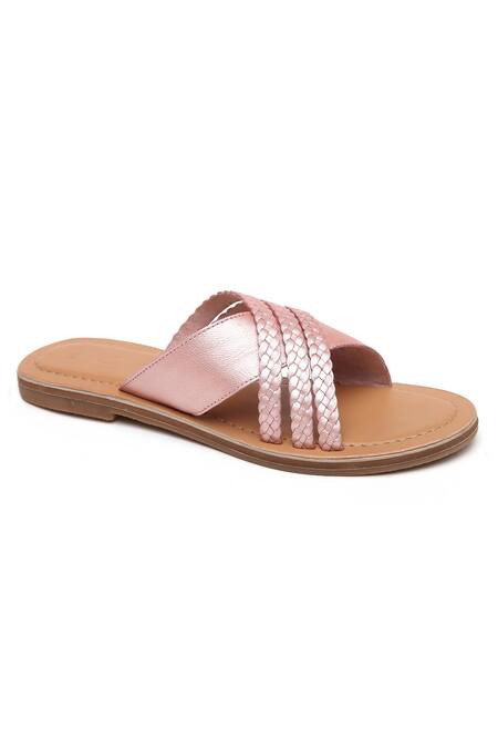 Buy_Tissr_Pink Braided Textured Strap Sandals_Online_at_Aza_Fashions