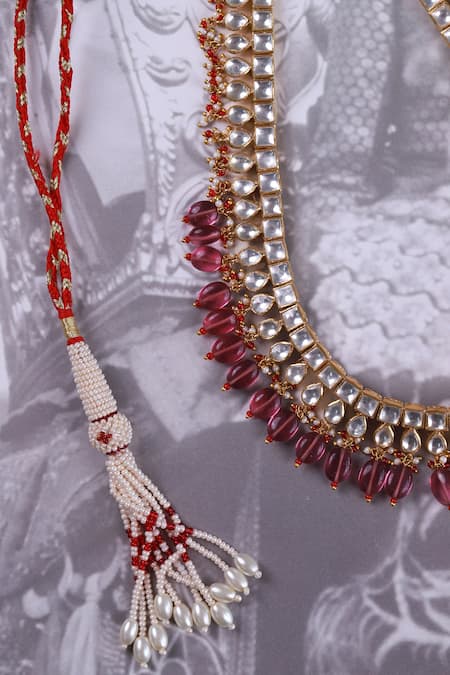 Osvag India_Gold Plated Polki And Ruby Stone Choker _Online_at_Aza_Fashions