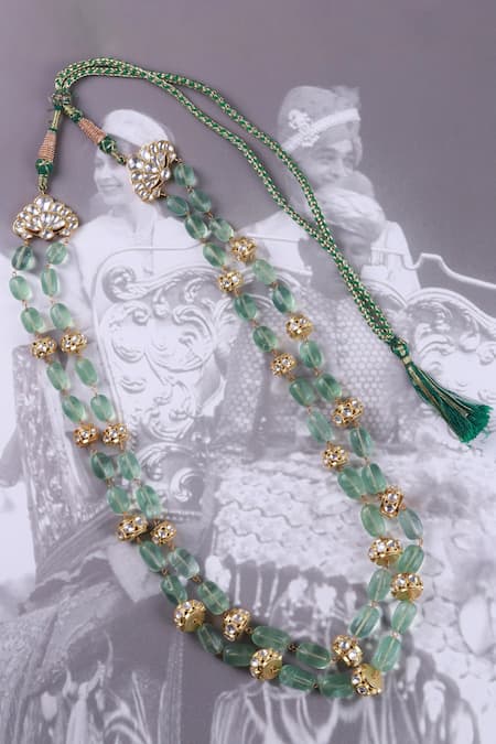 Osvag India Gold Plated Polki And Fluorite Long Necklace