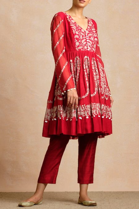 Sue Mue Handloom Maheshwari Anarkali Set 