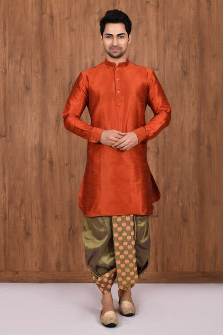 Aryavir Malhotra Dupion Silk Kurta & Dhoti Pant Set 