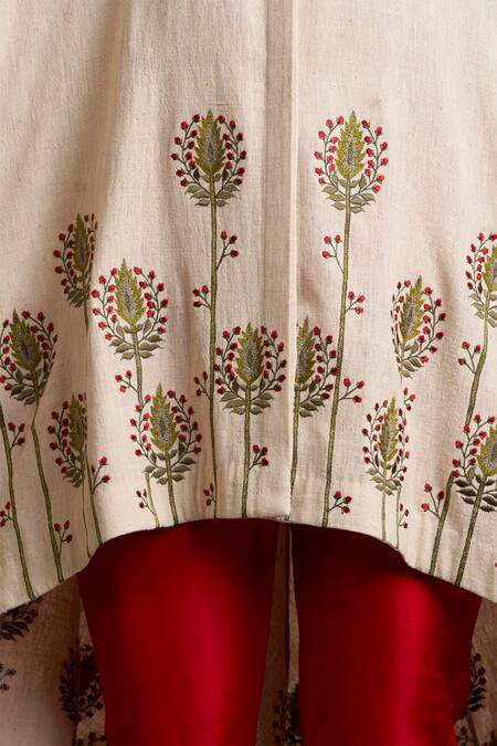 Buy_Sue Mue_Beige Handloom Cotton Spread Collar Tunic _Online_at_Aza_Fashions