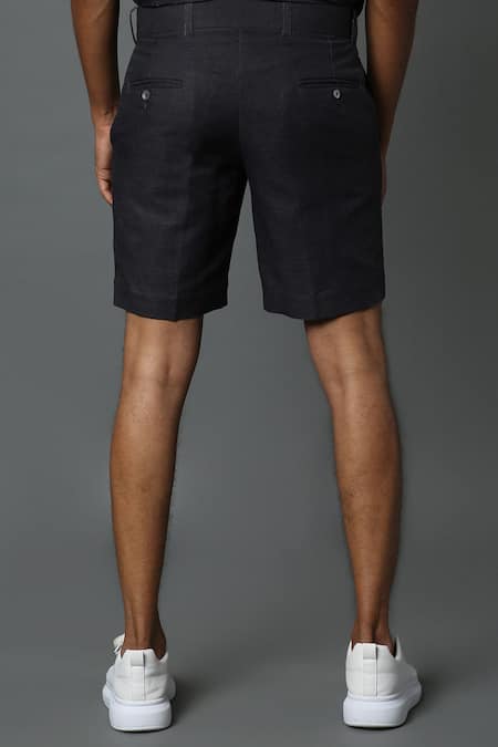 Buy_House Of Three_Black Cotton Poplin Jewel Mural Hawaiian Shorts _Online_at_Aza_Fashions