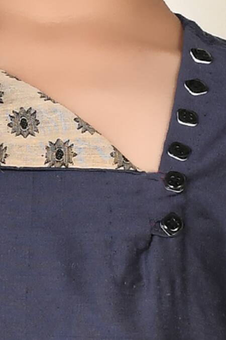 Petite Pomme Blue Cotton, Silk Embroidery Kurta And Pant Set at Aza Fashions Petite Pomme_Blue Cotton, Silk Embroidery Kurta And Pant Set _at_Aza_Fashions