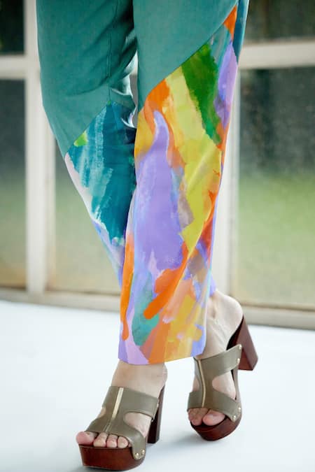 Garima Bindal_Multi Color Poplin, Modal Melo Abstract Print And Shirt & Pant Set _at_Aza_Fashions
