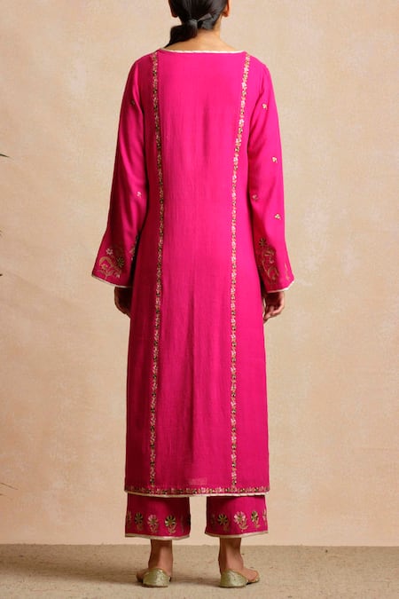 Shop Sue Mue Yellow Maheshwari Handloom Cotton Round Embroidered Kurta Set at Aza Fashions Shop_Sue Mue_Yellow Maheshwari Handloom Cotton Round Embroidered Kurta Set _at_Aza_Fashions