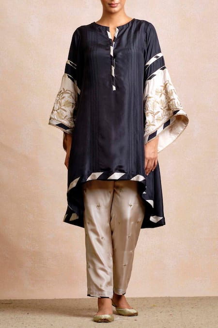 Sue Mue Silk Embroidered Kurta & Pant Set 