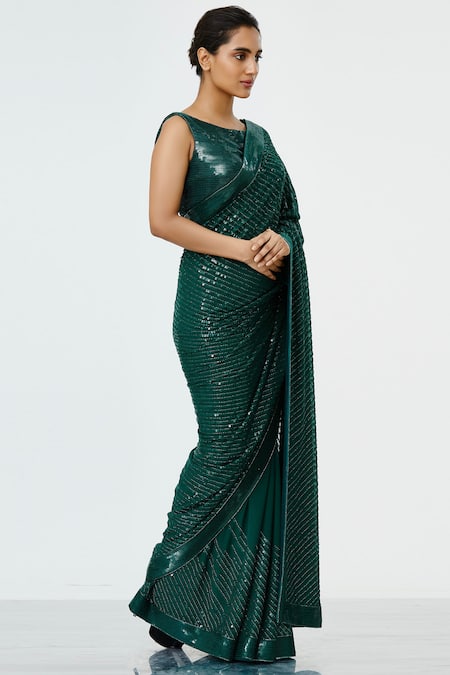 Bottle Green Chiffon Saree | Best Traditional & Ethnic Wear Clothes For  Women at- Sagar Saree