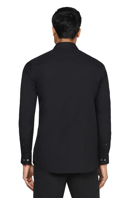 Shop Noonoo Black Cotton Blend Slim-fit Shirt at Aza Fashions Shop_Noonoo_Black Cotton Blend Slim-fit Shirt _at_Aza_Fashions