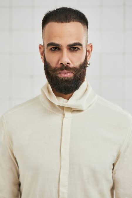 Buy_Rajesh Pratap Singh_White Cotton Leswa Handwoven Draped Tunic _Online_at_Aza_Fashions