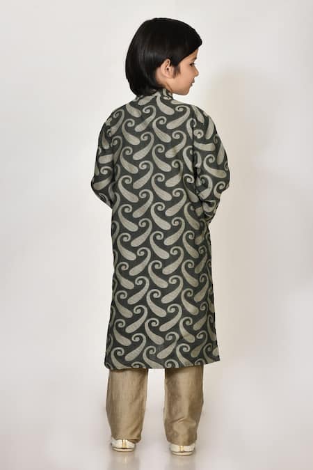 Petite Pomme Handloom Silk Kurta & Pant Set 