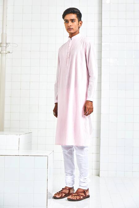 Buy_Rajesh Pratap Singh_Pink Cotton Pintuck Kurta Set _Online_at_Aza_Fashions