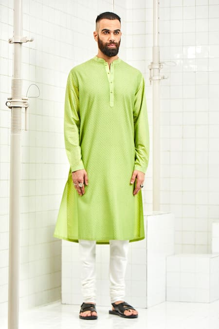 Rajesh Pratap Singh Green Viscose Textured Kurta Set Online at Aza Fashions Rajesh Pratap Singh_Green Viscose Textured Kurta Set _Online_at_Aza_Fashions