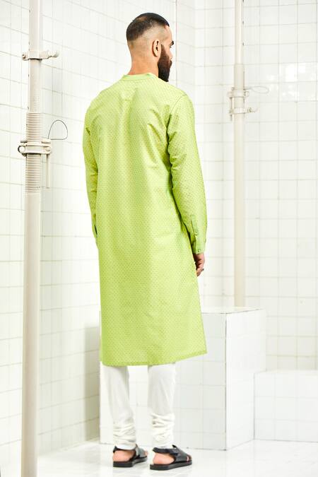 Shop Rajesh Pratap Singh Green Viscose Textured Kurta Set at Aza Fashions Shop_Rajesh Pratap Singh_Green Viscose Textured Kurta Set _at_Aza_Fashions