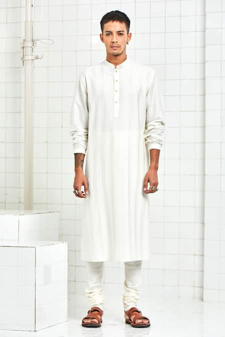 Shop Rajesh Pratap Singh White Viscose Pintuck Kurta Set at Aza Fashions Shop_Rajesh Pratap Singh_White Viscose Pintuck Kurta Set _at_Aza_Fashions