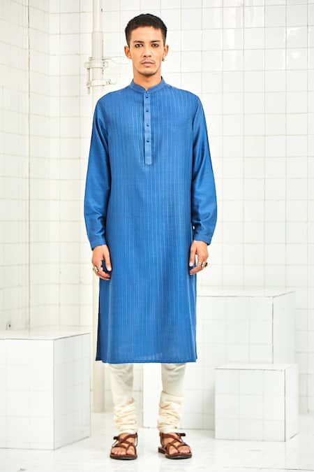 Buy Rajesh Pratap Singh Blue Viscose Pleated Kurta Set Online at Aza Fashions Buy_Rajesh Pratap Singh_Blue Viscose Pleated Kurta Set _Online_at_Aza_Fashions