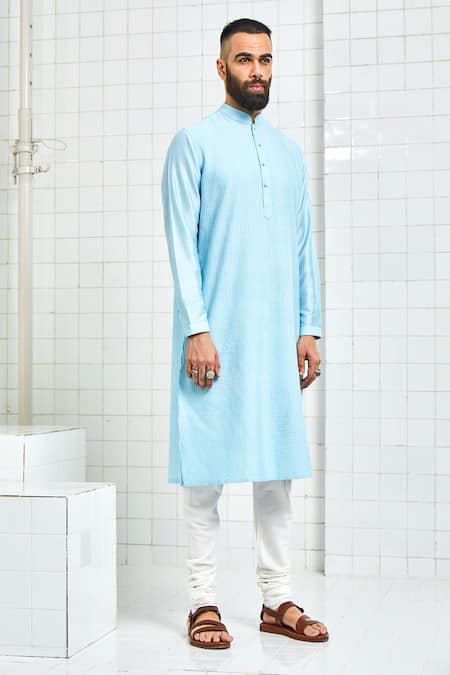 Rajesh Pratap Singh Blue Viscose Embroidered Kurta Set Online at Aza Fashions Rajesh Pratap Singh_Blue Viscose Embroidered Kurta Set _Online_at_Aza_Fashions