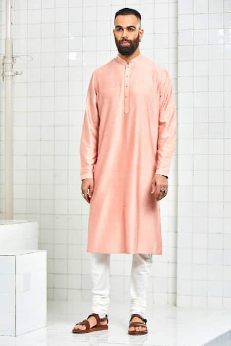 Buy Rajesh Pratap Singh Peach Viscose Embroidered Kurta Set Online at Aza Fashions Buy_Rajesh Pratap Singh_Peach Viscose Embroidered Kurta Set _Online_at_Aza_Fashions