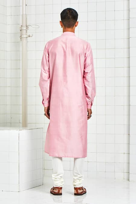 Shop Rajesh Pratap Singh Pink Viscose Embroidered Kurta Set at Aza Fashions Shop_Rajesh Pratap Singh_Pink Viscose Embroidered Kurta Set _at_Aza_Fashions