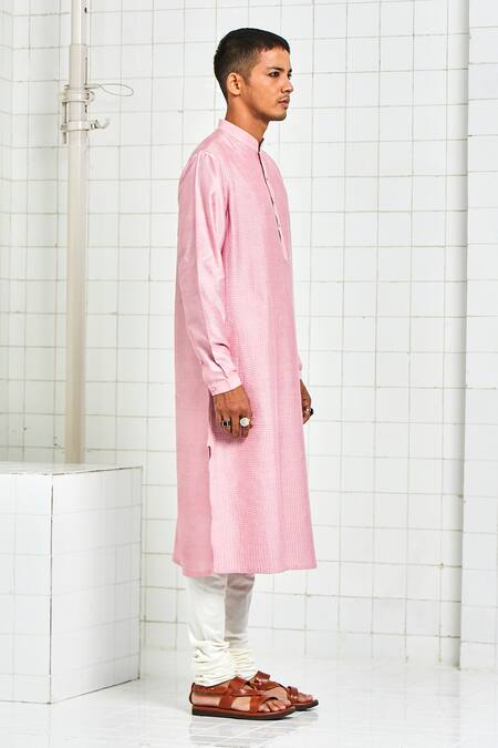 Rajesh Pratap Singh Pink Viscose Embroidered Kurta Set Online at Aza Fashions Rajesh Pratap Singh_Pink Viscose Embroidered Kurta Set _Online_at_Aza_Fashions