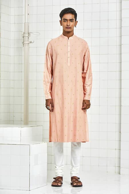 Buy Rajesh Pratap Singh Peach Viscose Embroidered Kurta Set Online at Aza Fashions Buy_Rajesh Pratap Singh_Peach Viscose Embroidered Kurta Set _Online_at_Aza_Fashions
