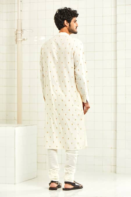 Shop Rajesh Pratap Singh White Viscose Embroidered Kurta Set at Aza Fashions Shop_Rajesh Pratap Singh_White Viscose Embroidered Kurta Set _at_Aza_Fashions