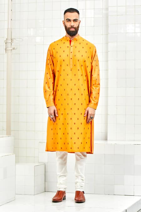 Buy Rajesh Pratap Singh Yellow Viscose Embroidered Kurta Set Online at Aza Fashions Buy_Rajesh Pratap Singh_Yellow Viscose Embroidered Kurta Set _Online_at_Aza_Fashions