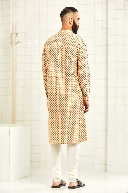 Shop Rajesh Pratap Singh Beige Viscose Textured Kurta Set at Aza Fashions Shop_Rajesh Pratap Singh_Beige Viscose Textured Kurta Set _at_Aza_Fashions