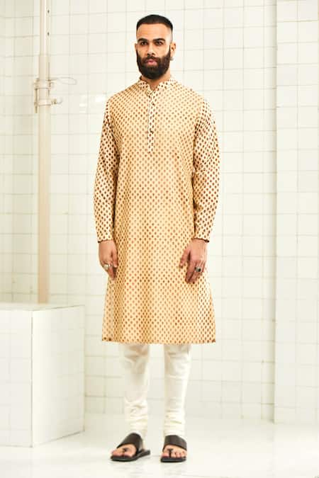 Rajesh Pratap Singh Beige Viscose Textured Kurta Set Online at Aza Fashions Rajesh Pratap Singh_Beige Viscose Textured Kurta Set _Online_at_Aza_Fashions