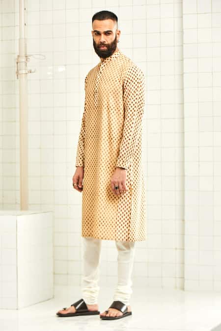 Buy Rajesh Pratap Singh Beige Viscose Textured Kurta Set Online at Aza Fashions Buy_Rajesh Pratap Singh_Beige Viscose Textured Kurta Set _Online_at_Aza_Fashions